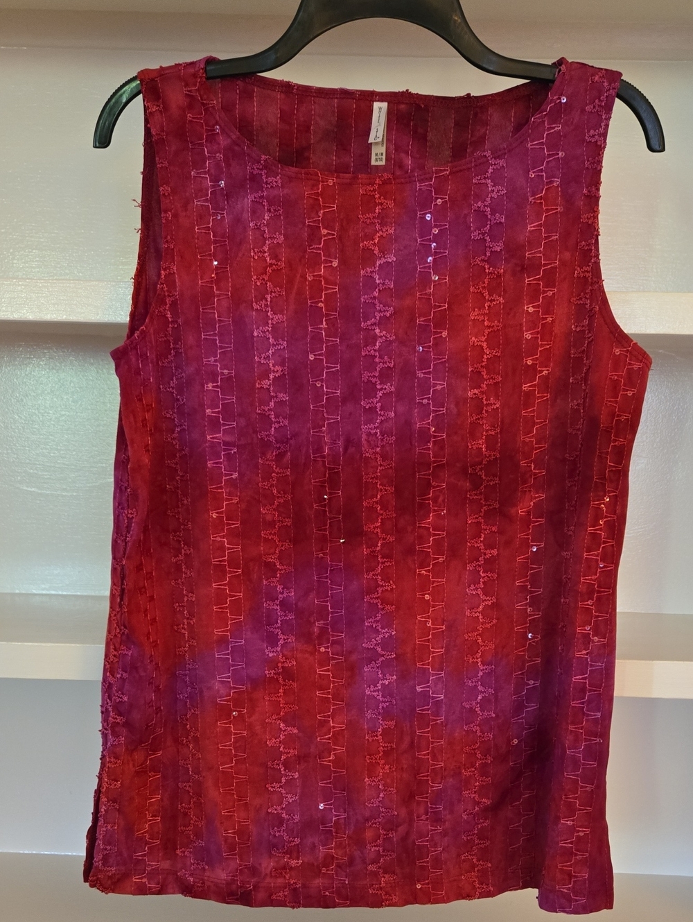 White Stag Red and Purple Embroidered Sleeveless Tank